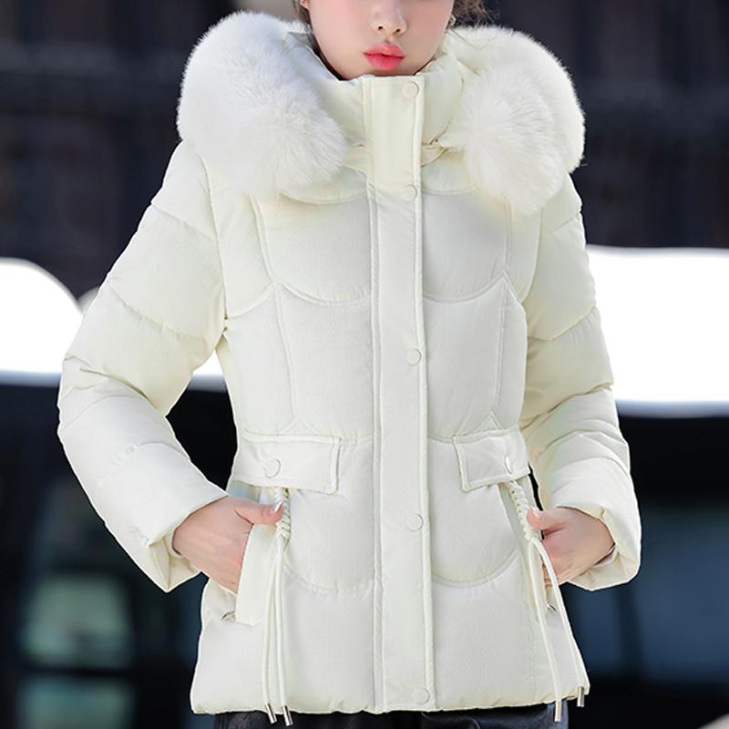 

Модные женские зимние пальто с капюшоном, с воротником из искусственного меха, толстые теплые парки, женские куртки 3XL бежевый