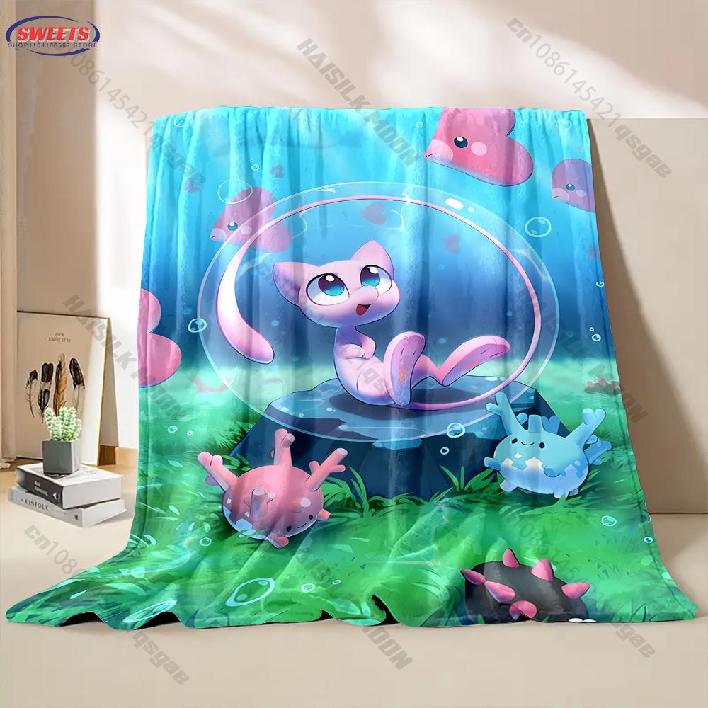 Best Seller! 3D Pokemon Mew Print Blanket Warm Soft Comfortable Home Bed Travel Blanket Sofa Bedding Cover Blanket Holiday Gift