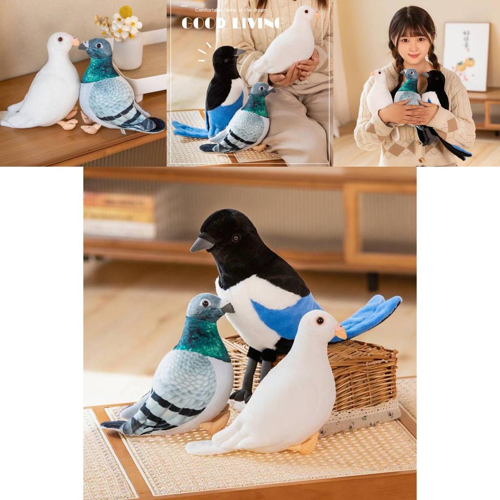 Realistic Plush Pigeon Toy With Soft Pp Cotton Filling, Perfect For Decor And Gifts, Available In White And Green
