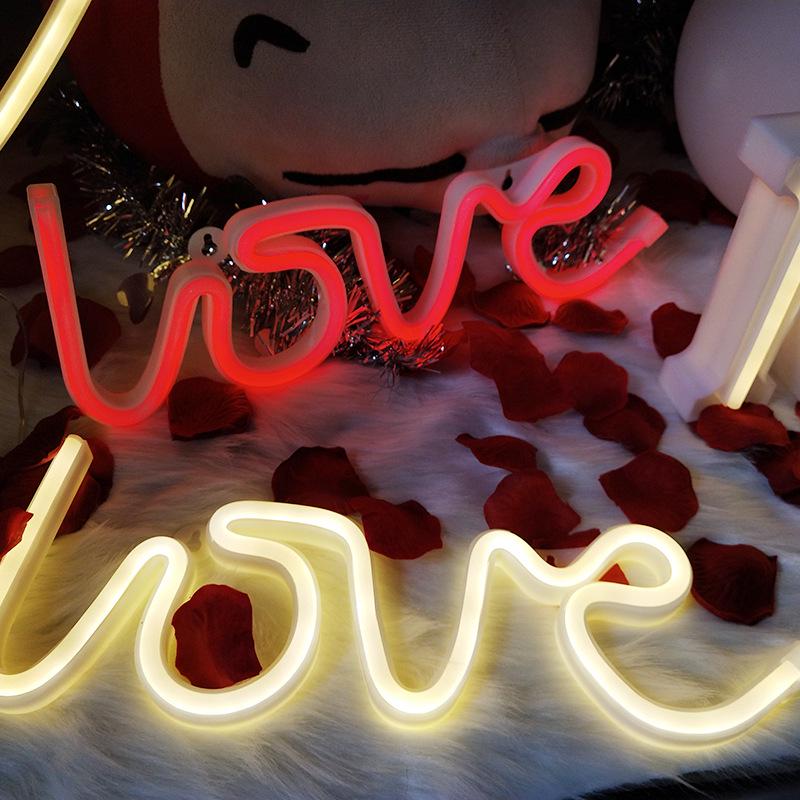 Dual-Use Wall-Mounted LED Neon Light Lamp: Love Design for Bedroom Photography Prop
