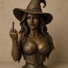 Halloween Middle Finger Witch Ornament Resin Women Bust Figurine Statue Sculpture Home