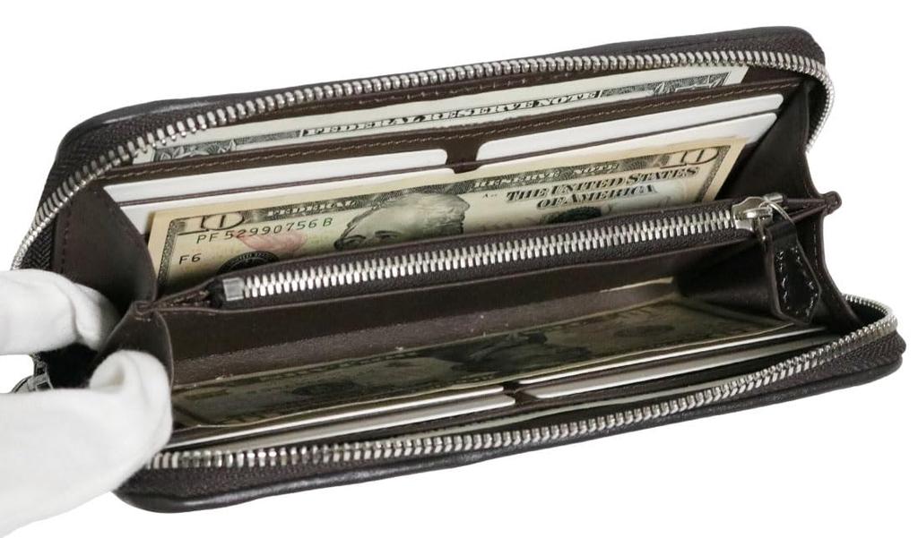 Bercute Brown Crocodile Long Wallet for Authentic Enamel Crocodile Large Genuine Round Large Popular Men, Leather, Wallet, Leather, Zipper, Slim,