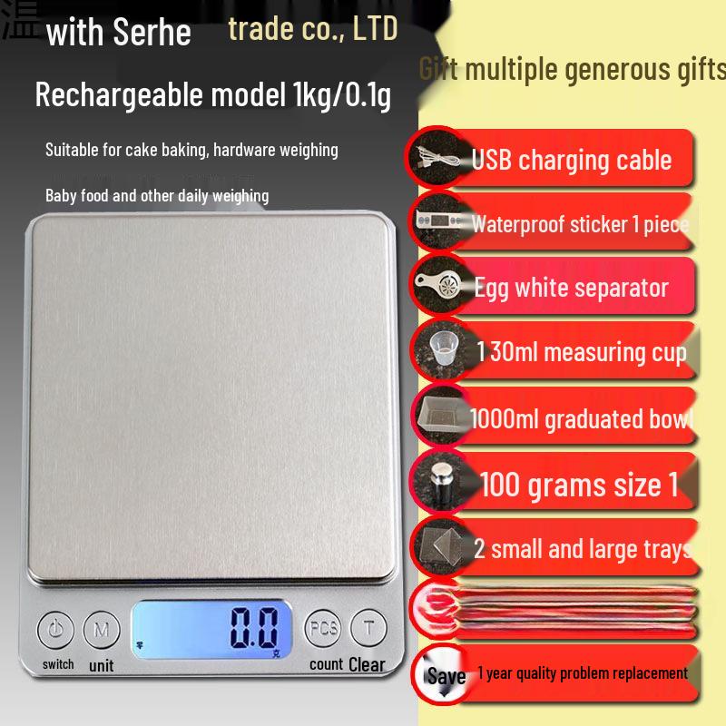 Portable High-Precision Kitchen Scale for Food, Baking, and Flour Weighing