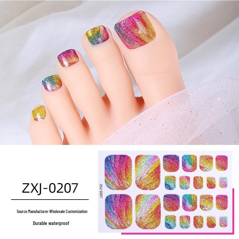 

Летние радужные омбре блестящие водостойкие наклейки для ногтей на ногах Rainbow Gradient