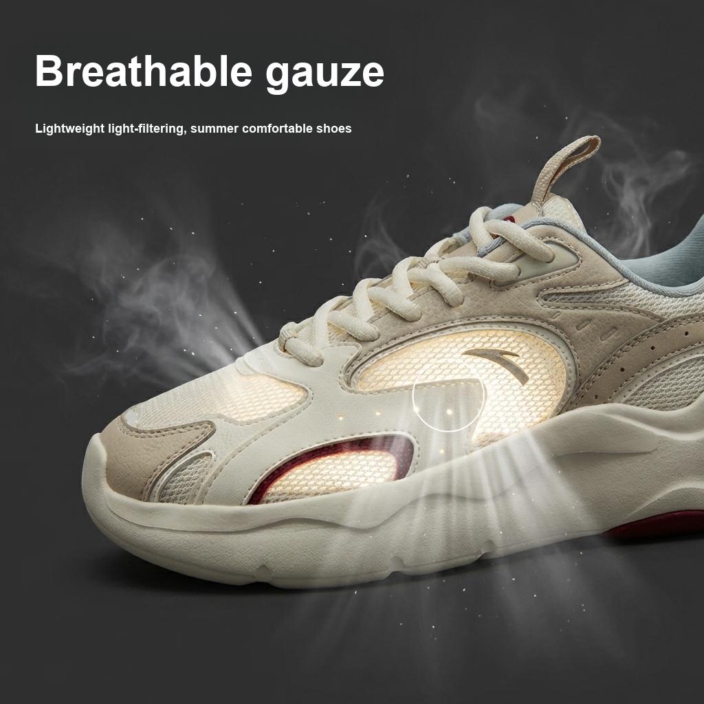 Anta Gravity Fabric Synthetic Leather Breathable Mesh Fashion Casual Versatile Lightweight Comfortable Low-Top Dad Shoes Men Sneakers 112638811R-1