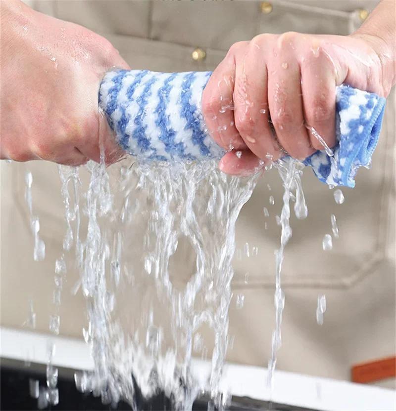 Utensils for Kitchen Thicken Absorb Water Dishcloth Non-stick Oil Useful Things for Home Pot Rag Coral Fleece Scouring Pad Towel
