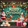 Merry Christmas Banner Colorful Santa Claus Reindeer Christmas Theme Party Decor Backdrop Xmas New Year Photography Background