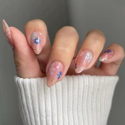 Small Fresh Piece Wearing Nail Removable Nail Patch Short Almond Nail Almond Fake Nail