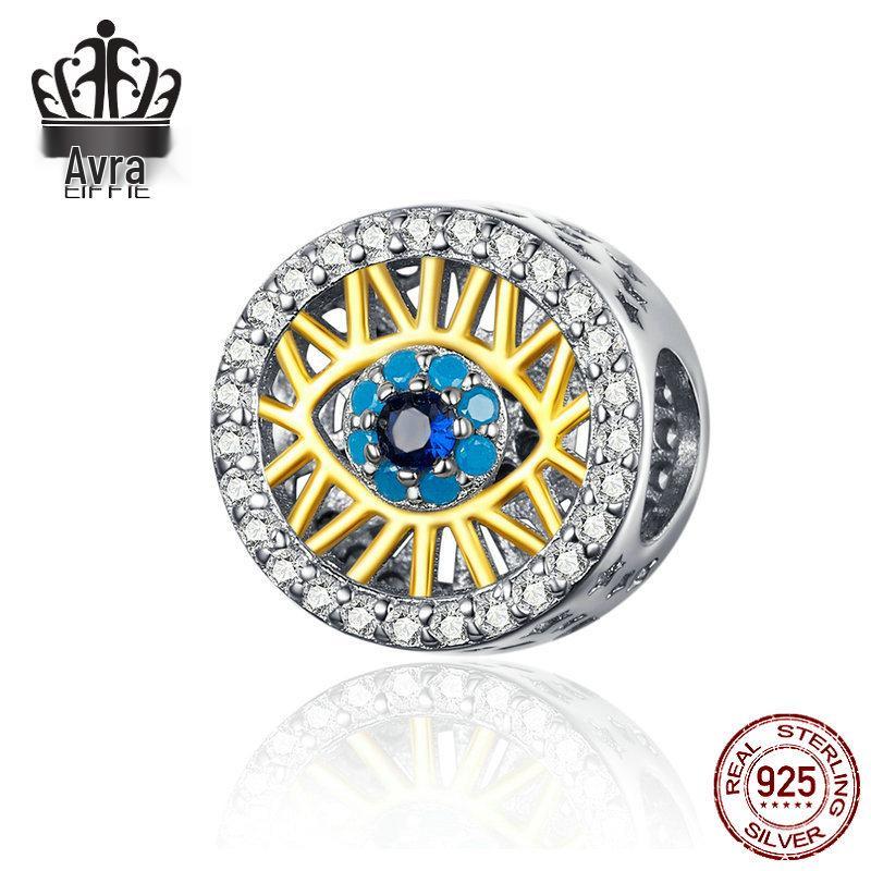 Avle S925 Sterling Silver Devil Eye Bracelet with Oil Drip Beads