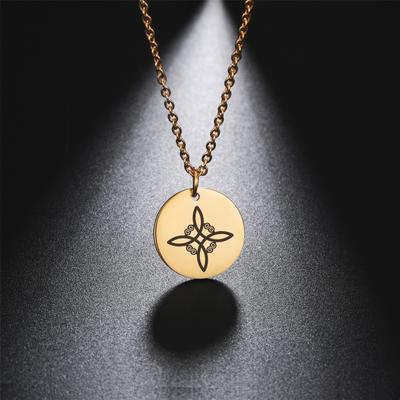 Witch Knot Pendant Necklace Gold Stainless Steel Vintage Wicca Jewelry Gift for Women Amulet Necklace Witchcraft