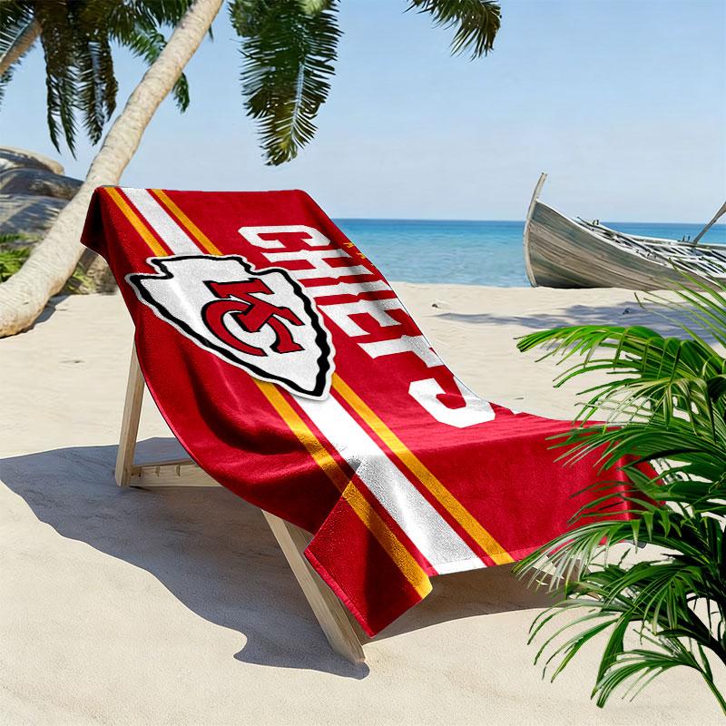 Kansas City Chiefs Print Beach Towel, Large Soft Quick Dry Towel for Beach Camping Swimming