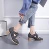 Sandals Women's Spring New PU Retro Hollow Thick Heel Cross Lace-up Breathable Casual Shoes