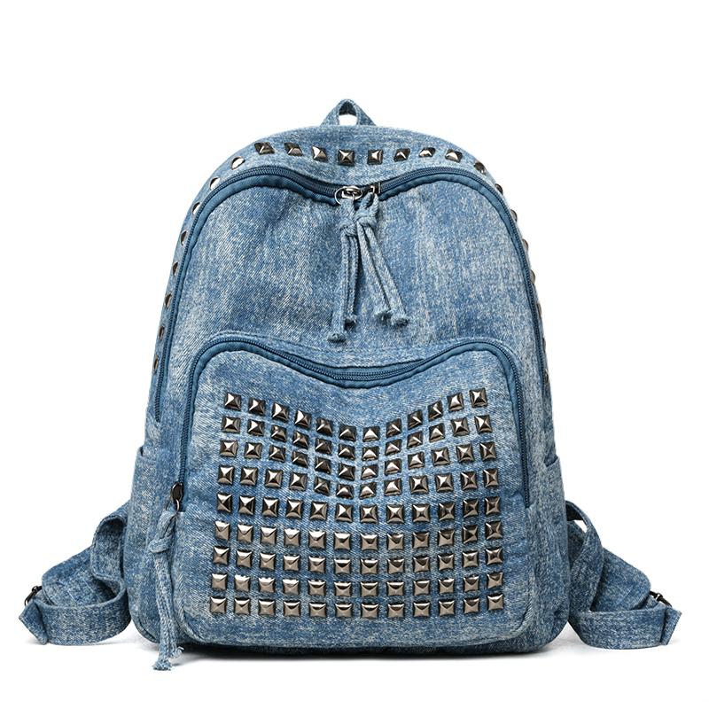 Mochila com Rebites Mochila Punk de Brim