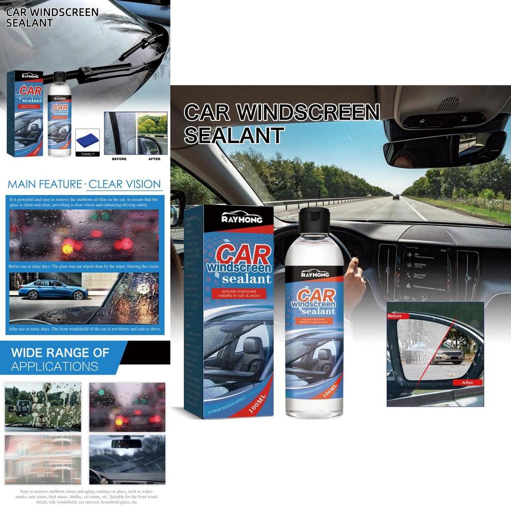 Rayhong Automotive Windshield Sealant Premium Windshield Cleaner Anti Fog And Water Resistant 100ml With Towel