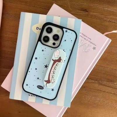 Blauer Stern Niedlicher Welpe Cartoon Pflaster Halterung Handyhülle Für iPhone 17 Air 16 15 14 13 12 11 Pro Max Plus Kawaii Hülle