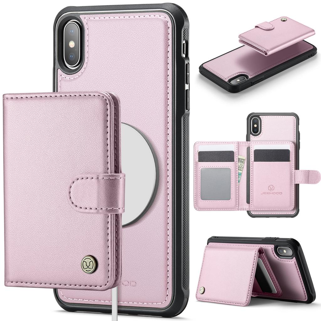 For iPhone XS 5.8 inch/iPhone X Case JEEHOOD J09 RFID Blocking Card Holder Leather Back Phone Cover Compatible with MagSafe
