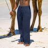 Summer Men's Straight Leg Pants Breathable Cotton and Linen Loose Casual Sports Trousers