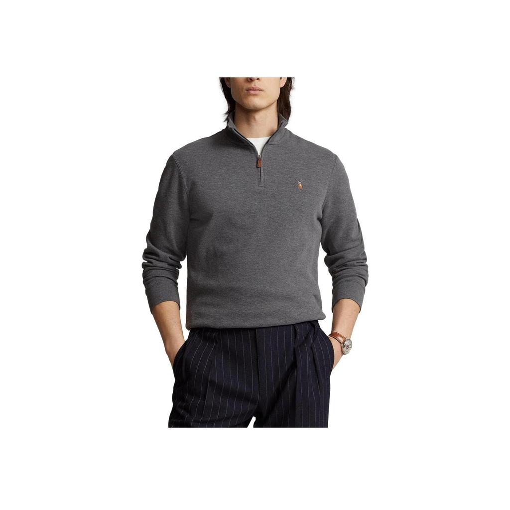 Polo Ralph Lauren Colorful Pony Logo Polo Collar Half Zip Sweatshirt Men Sweatshirt Charcoal-Gray 710671929-037