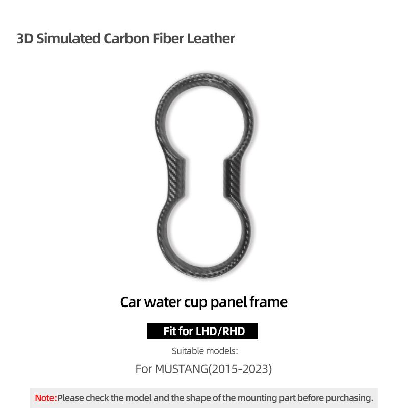 

Betterhumz for Mustang 2015- Car Water Cup Coaster Frame Sticker Panel Made of Alcantara Decorative Interior ABS Accessories carbon fiber ABS