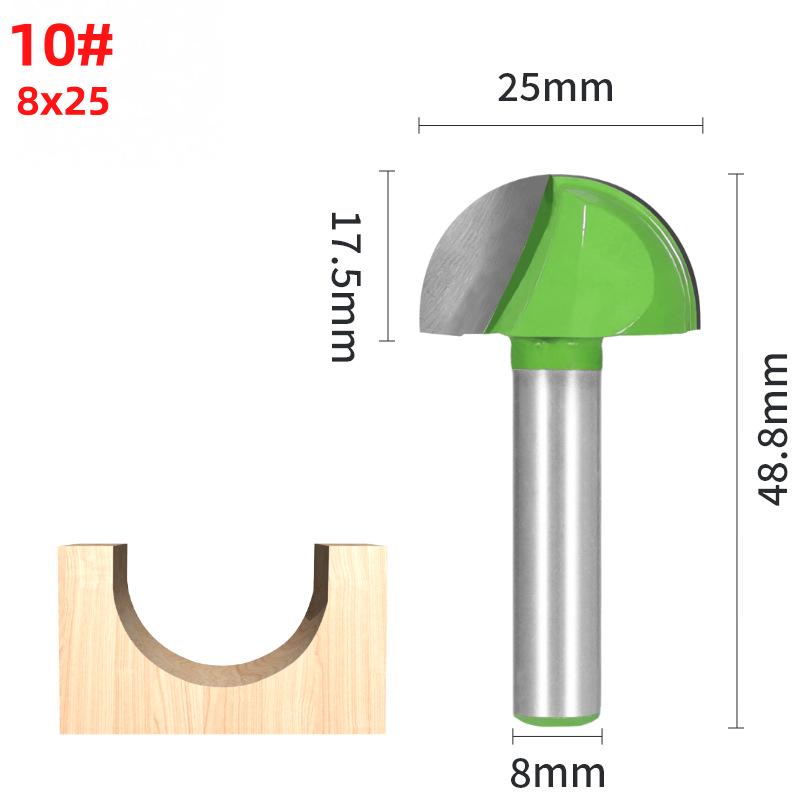 8-Pattern Round Bottom & Head Woodworking Milling Cutter, Grooving & Trimming Router Bit for Engraving & Bakelite Milling