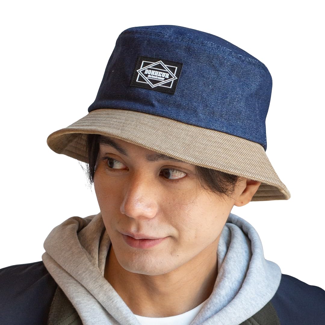 

ICHIYON Панама Регулируемый размер [14+ PLUS] Мужская шляпа, Вельвет в стиле деним, Двухцветная, Биколор, Большая, Складная, / 103759-181-103 синий