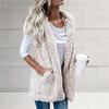 Autumn Winter Fur Large Size Velvet Coat Women's Fashion Solid Sleeveless Hooded Pocket Vest Coats