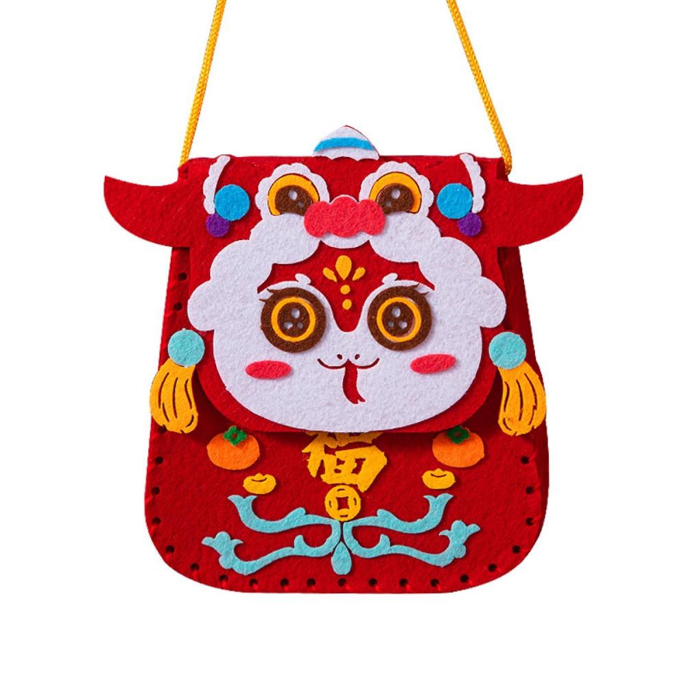 Cartoon New Year Blessing Bag Snake Pattern Material Package Crafts DIY Lucky Bag  Kindergarten