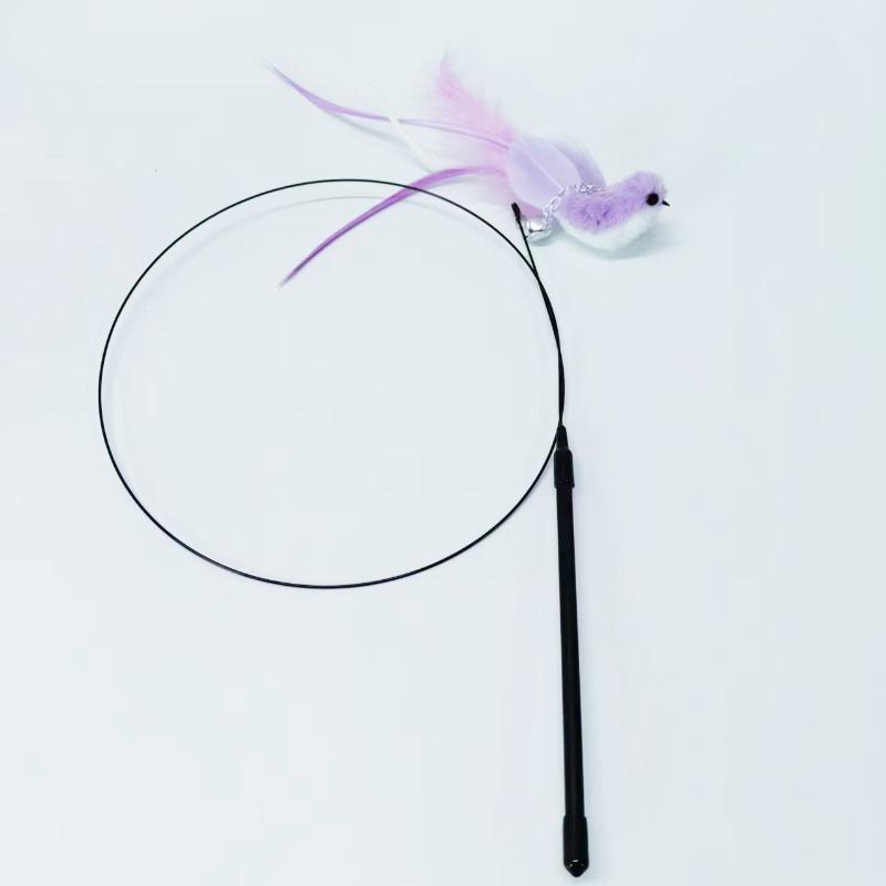 Kleiner Vogel, Stahldraht Lange Stange, Katzenspielzeug, Zähne Mahlen, Langlebig, Ersatzkopf, Katzen Saugnapf, Große Feder Katze