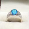 Blue Topaz Oval Cut Gemstone With 925 Sterling Silver Ring For Men's #A904 JL375669070751
