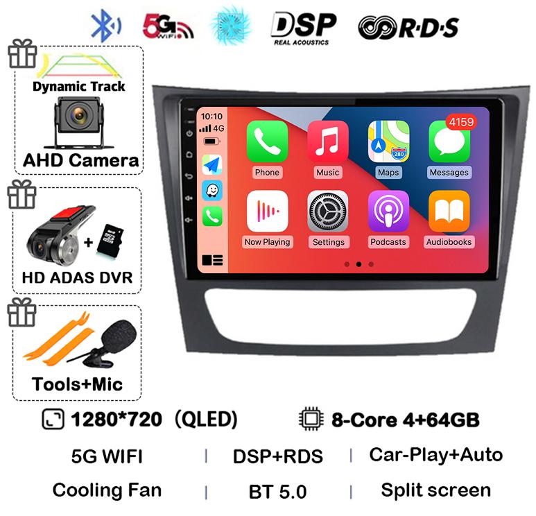 Android 14 Auto Carplay Car Radio For Mercedes Benz E-class W211 E200 E220 E300 E350 E240 CLS 2002-2010 Multimedia Player Stereo