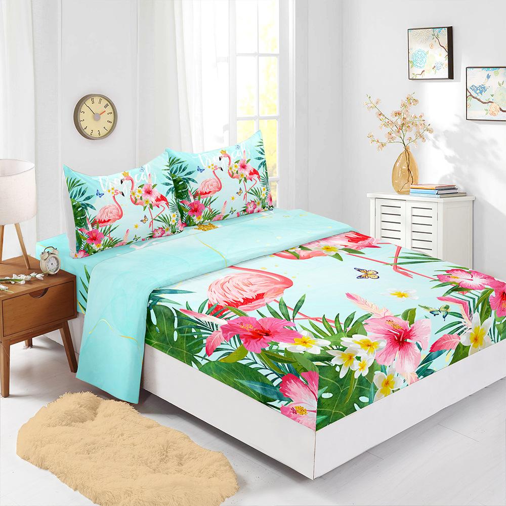 Four-Piece Mattress Digital Printing Mattress Protective Cover Bedding Animal Tiger Bear