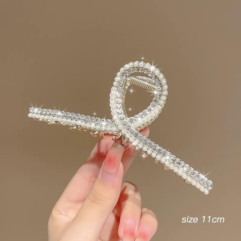 Luksusowy Metalowy Klips do Włosów dla Kobiet - Bardzo Duży Klips Rekinowy do Eleganckich Upięć