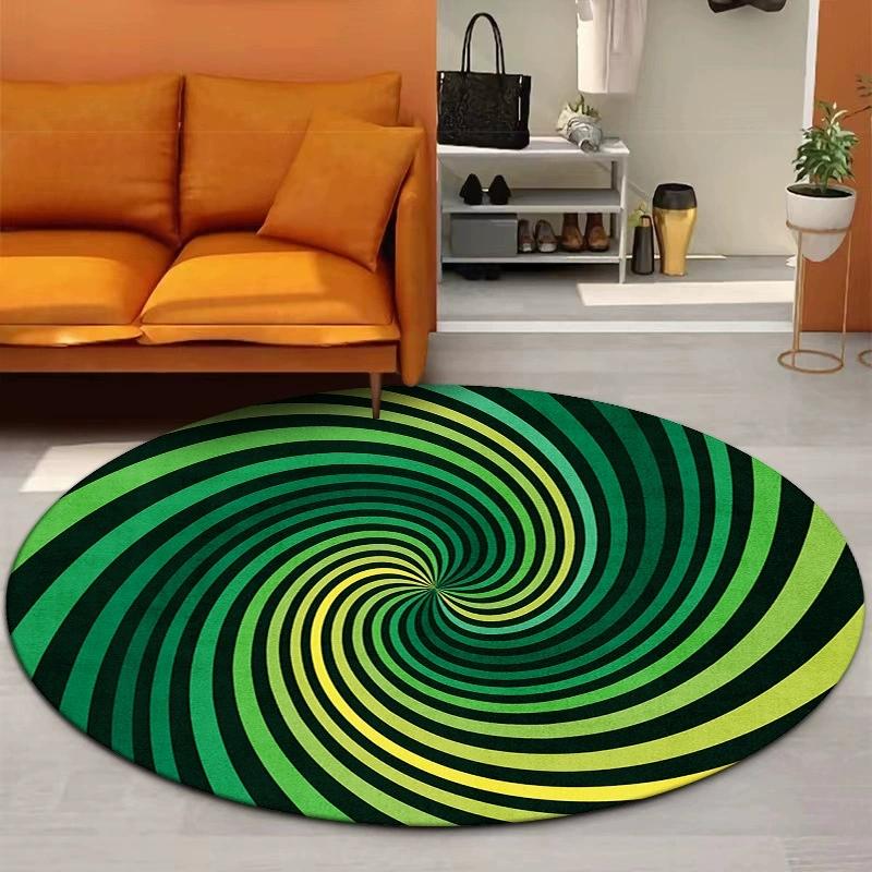 Bildende Kunst Runder Teppich Bunter Spiralteppich Zimmerdekoration Wohnzimmer Schlafzimmer Stuhl Anti-Rutsch-Matte Hausdekoration