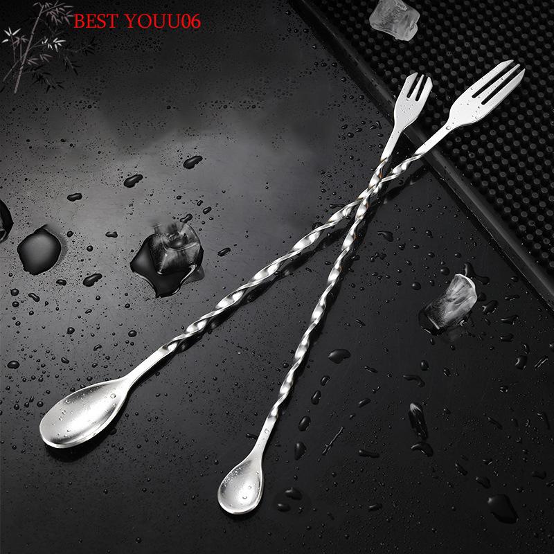 Taille S/L Acier Inoxydable Bar Agitateur à Cocktail Cuillère à Mélanger Tige Filetée Cuillère à Cocktail Agitation Bartending Outil de Bar Vin Accesso