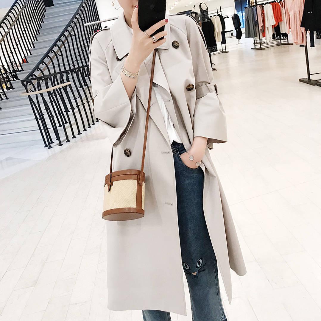 

Тренч жіночий двобортний вільне довге пальто Casaco Feminino Abrigos Mujer Верхній осінній одяг S