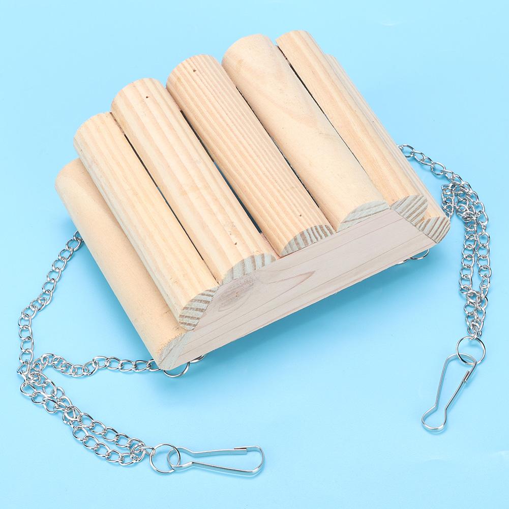 Wooden Small Pet Swing Hanging Boat Toy with Chain for Hamster Hang On the Cage Top