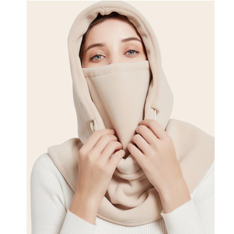 Unisex Winter Flannel Hood - Windproof Mask with Drawstring, Motorcycle Riding Headgea Warm Cap Cold Weather