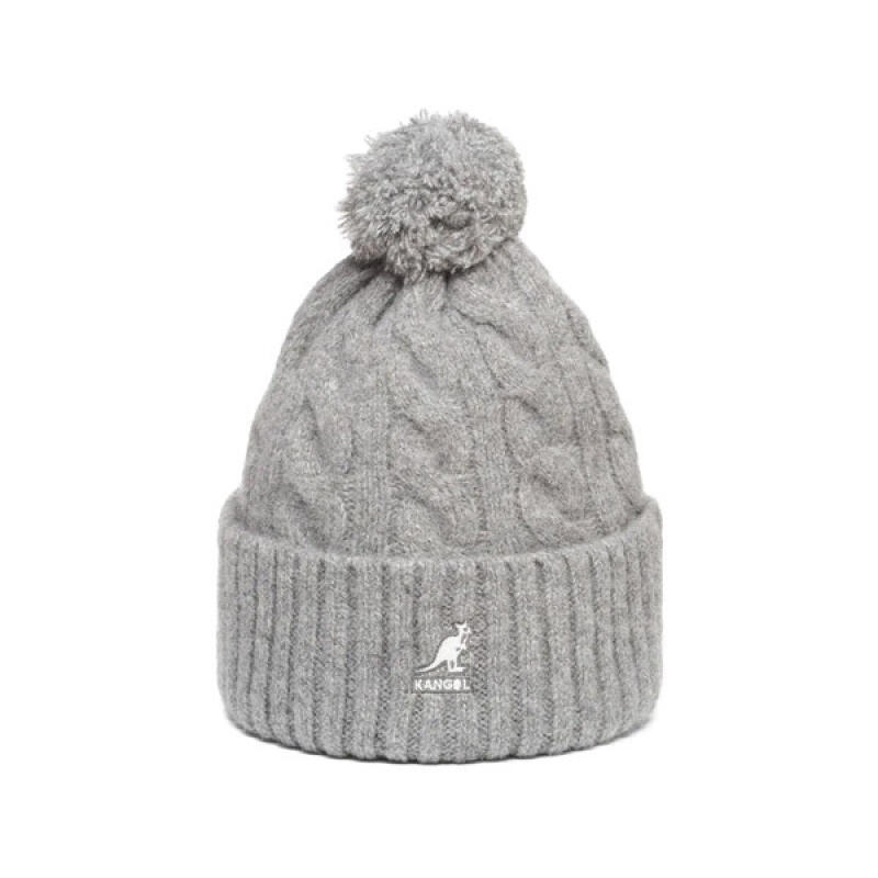 KANGOL Шапка Бини С Помпоном Помпон Шерстяная Пряжа K4460SM СЕРЫЙ K4460SM GRAY