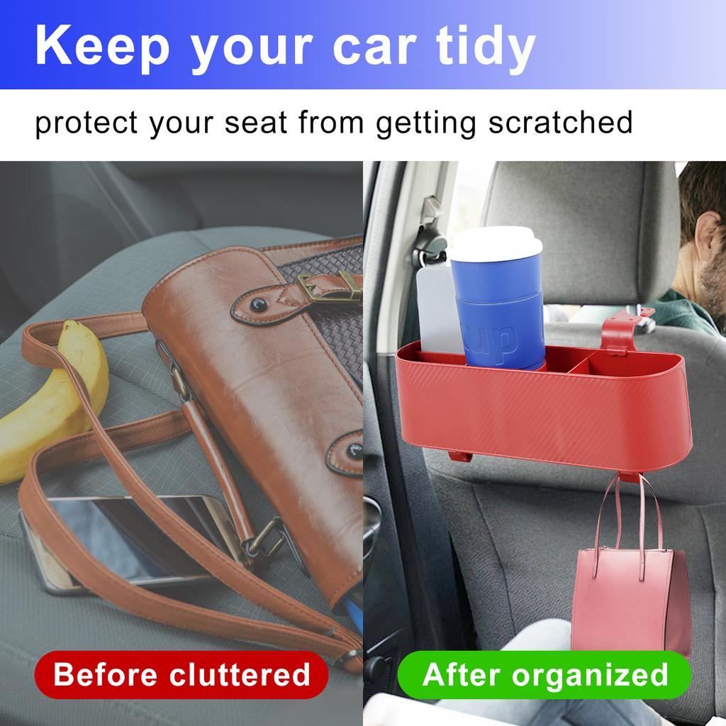 2Pcs Car Headrest Backseat Organizer Multifunctional Hanging Seat Back Phone Organizer with Cup Holder 5-lattice Storage For Car