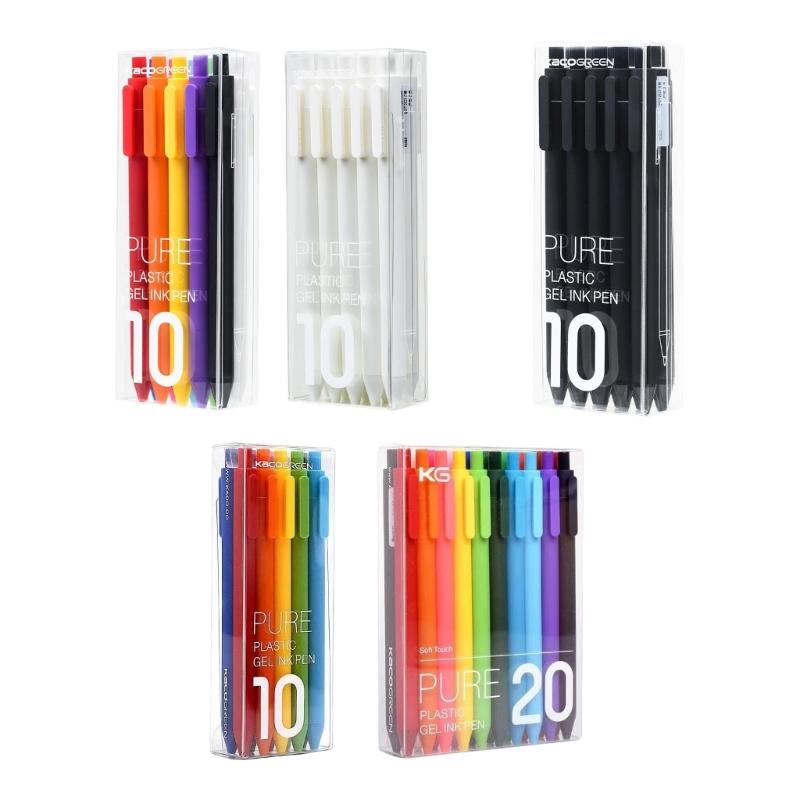 10/20Pcs Retractable Gel Pen Quick Drying 0.5MM Press Action Gel Inks Pens for Writing Journaling Office School Supplies