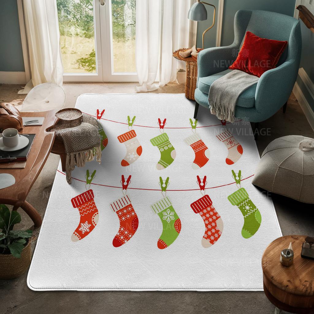 House Entrance Carpet Home Door Mat Living Room Bath Foot Bathroom Non-slip Water Absorption Rugs Bath Merry Christmas Winter