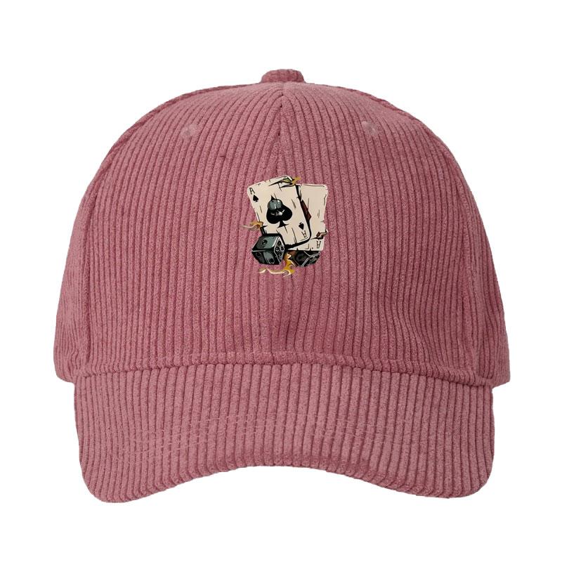Yiran bag Corduroy Baseballpet Heren Dames Poker Dobbelsteen Patroon Mode Streetwear Verstelbare Papa Pet Spel Thema Feestmuts Buiten Zonnehoed