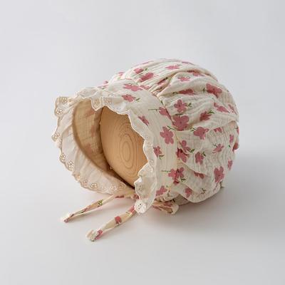 Frühlings- und Herbst-Sonnenhut für Mädchen mit Nackenschutz - Französisches Blumenmuster für Neugeborene