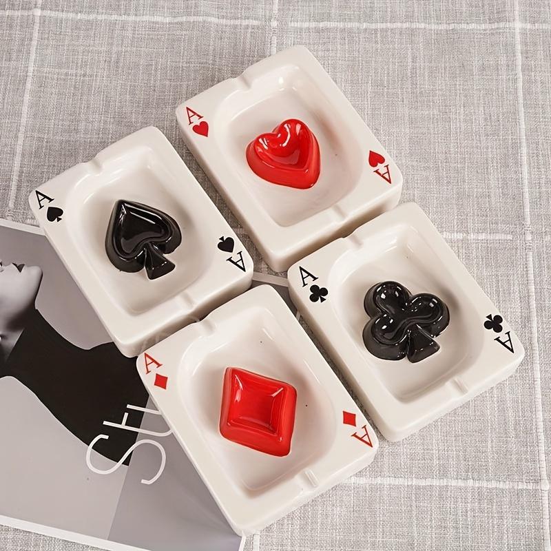 Creative Poker Ceramic Ashtray Simple and Fashionable Ashtray Portable Home Office Desk Ashtray Office Desk Gift Ashtray