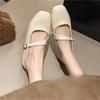 French fairy style Mary Jane shoes square toe shallow mouth 22 years spring and autumn new gentle leather shoes flat shoes