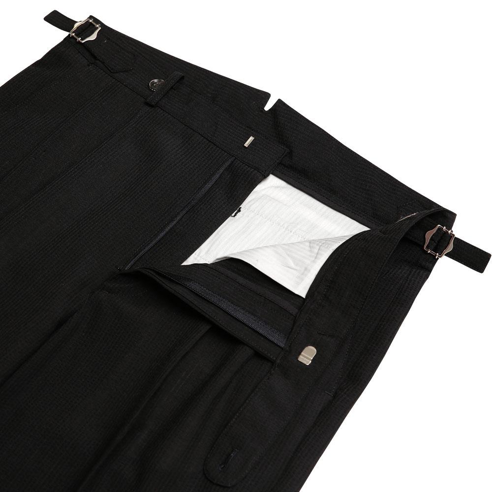 Solti Summer Wool Seersucker Trousers (Black)