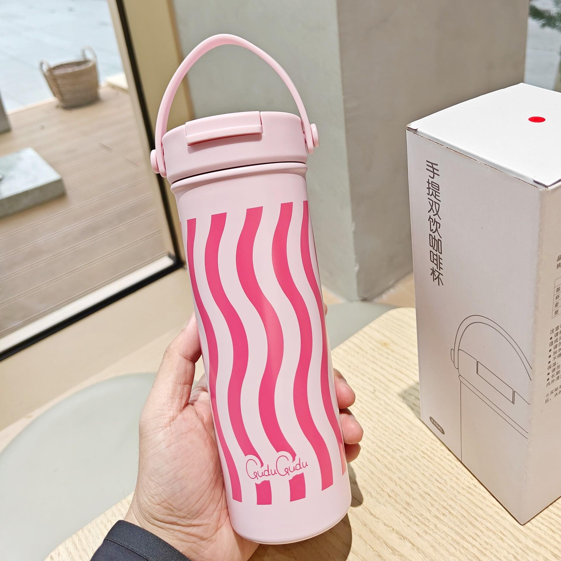 

Tumbler Coffee Thermal Mug With Handle Insulated Bottle Vaccum Flask Keep Hot/Cold 610ML 316 Stainless Steel 601-700ml розовый