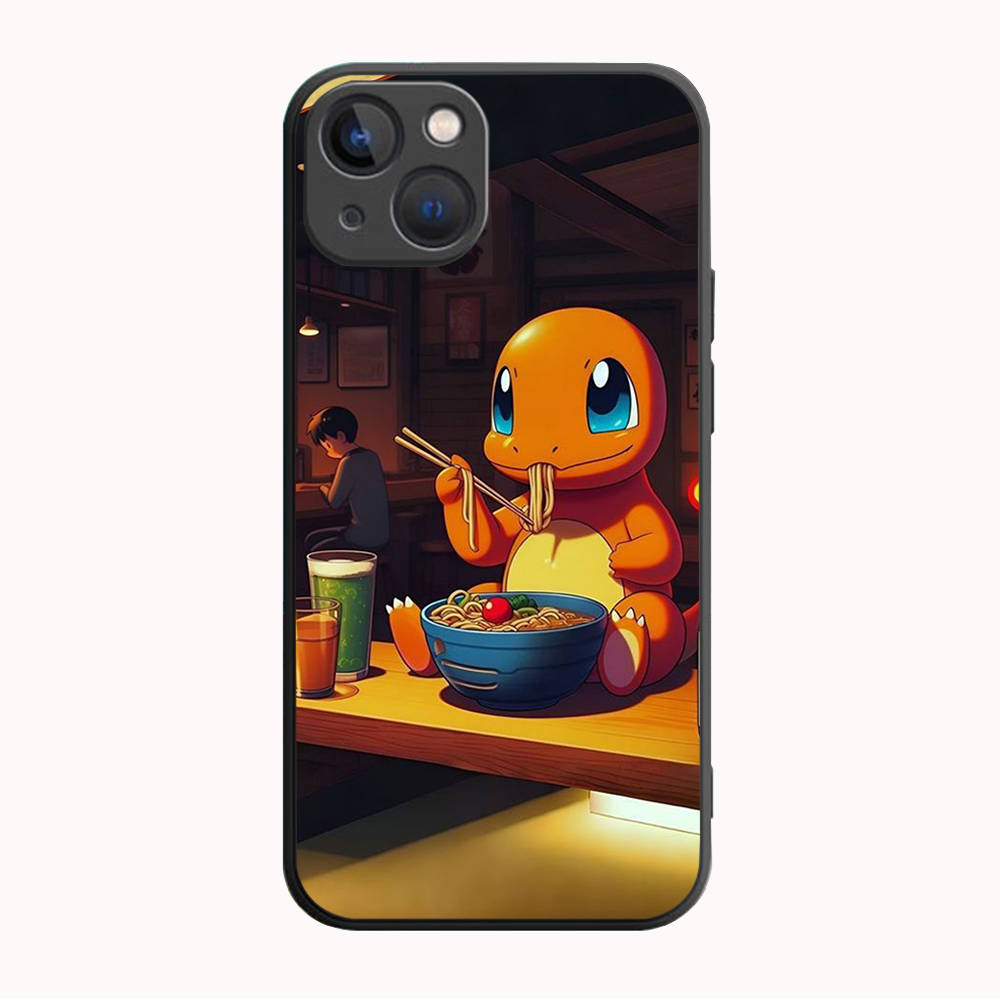 B-80 Husă Neagră Drăguță Charmander pentru Samsung S24 S23 S22 S21 S20 FE S10 Lite Ultra S7 S8 S9 Plus A05S A11 A12 A13 A15 A22 A24 A25 A32 A52 A71 5G