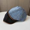 Nouveau lavage et vieux rétro denim patchwork petit bord chapeau octogonal littéraire et loisir chapeau de peintre homme tendance