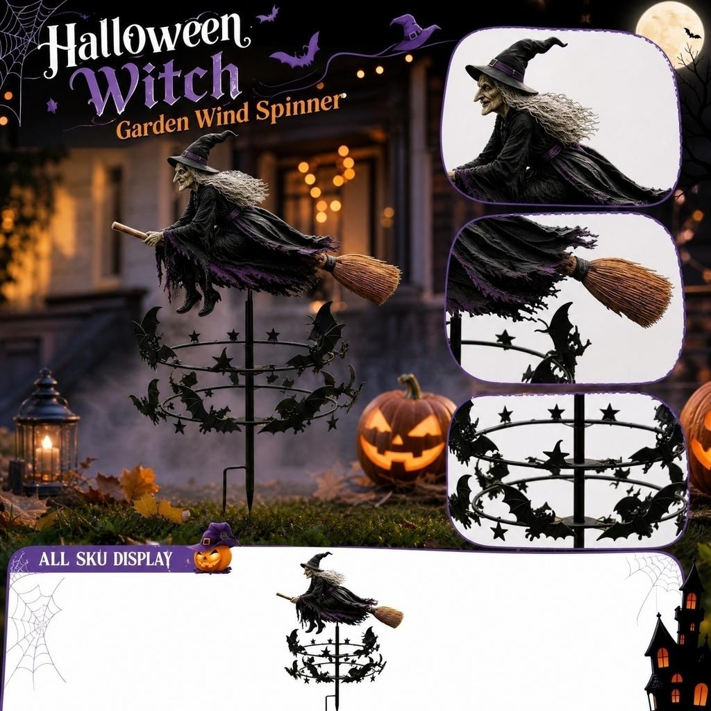 Halloween Heks Tuinmolen met Thema voor Buiten Tuindecoratie